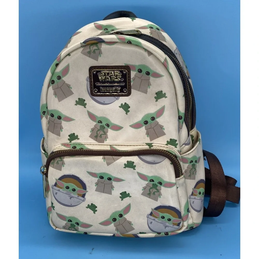 Loungefly The Child Grogu Frogs Mini Backpack Matching Flap Wallet Set Disney